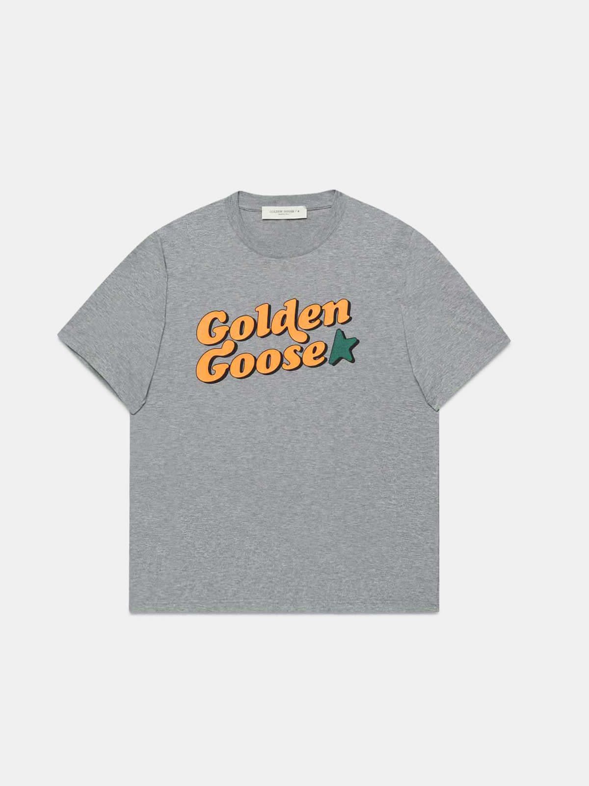 Melange grey Golden T-shirt with vintage print