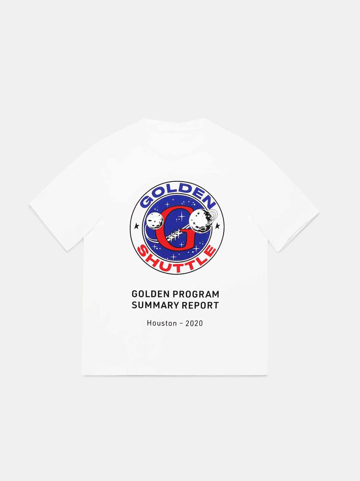 White Golden T-shirt with Golden Shuttle print