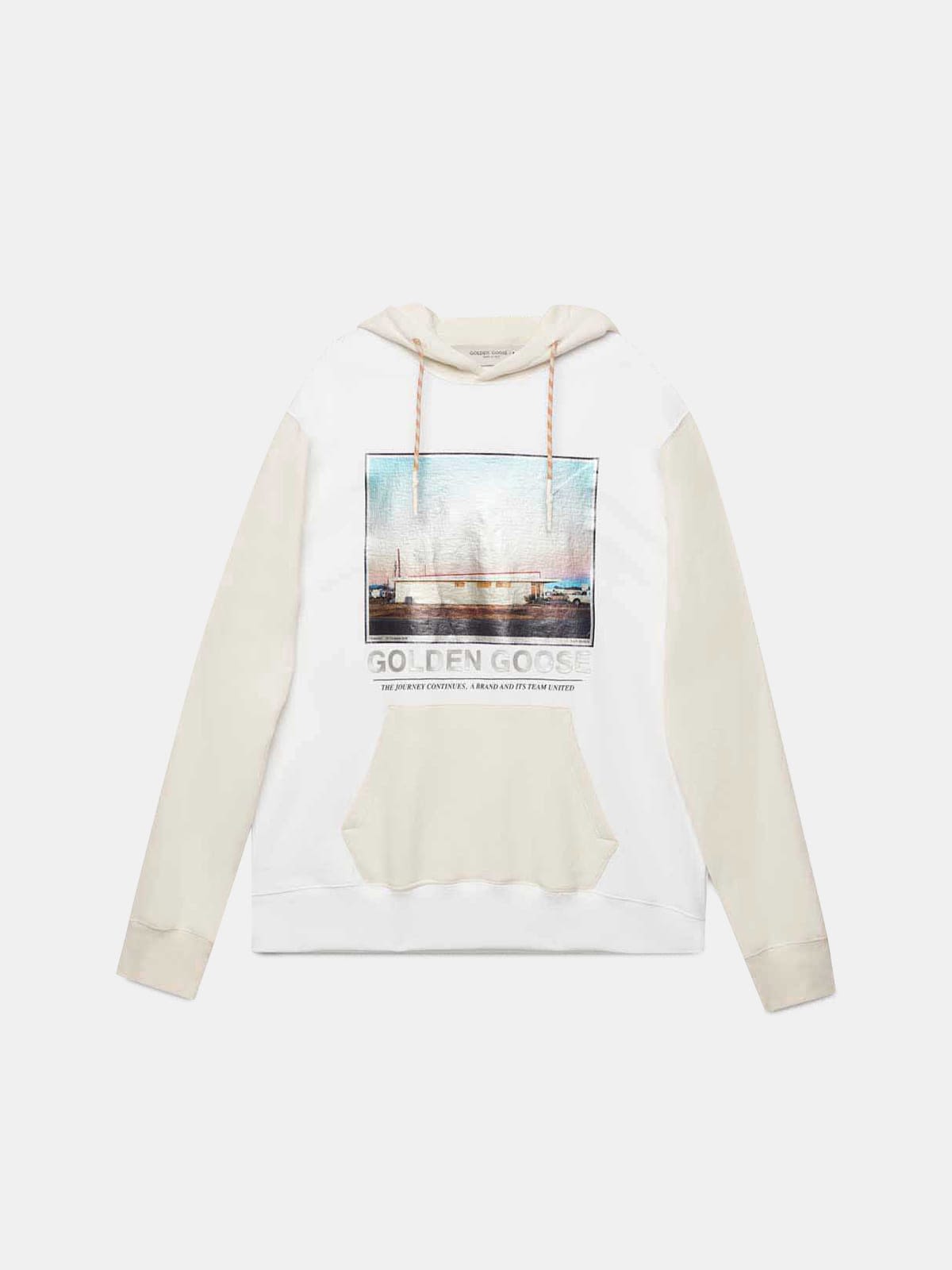 White Nicholas sweatshirt with hood with photographic print