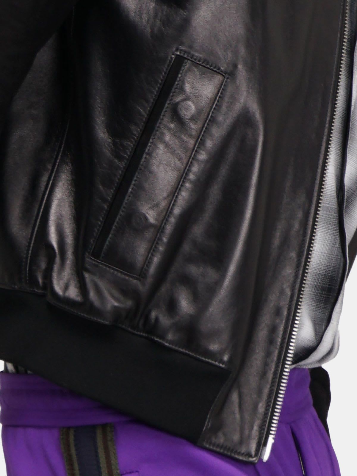 Black leather Dylan bomber jacket