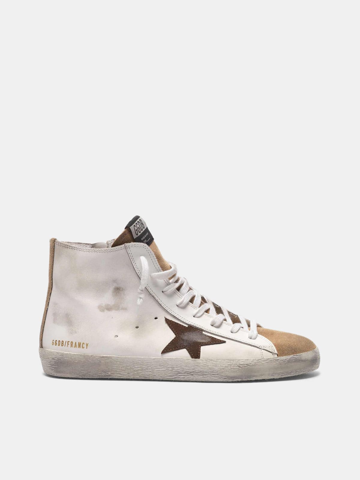 Francy sneakers in nude suede and white leather with contrast star