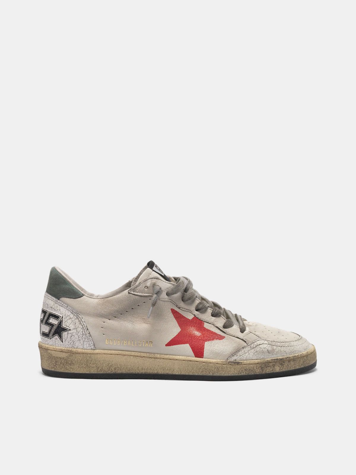 Ball Star sneakers in crackle leather with hand-painted red star