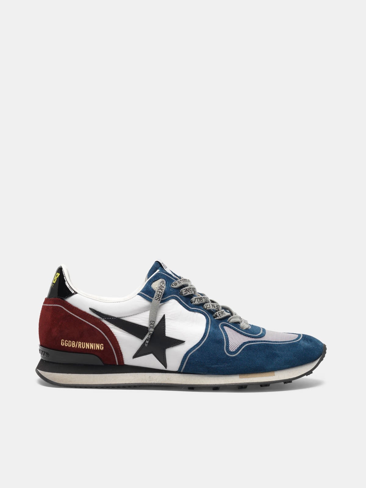 Running sneakers in petrol and burgundy with black star