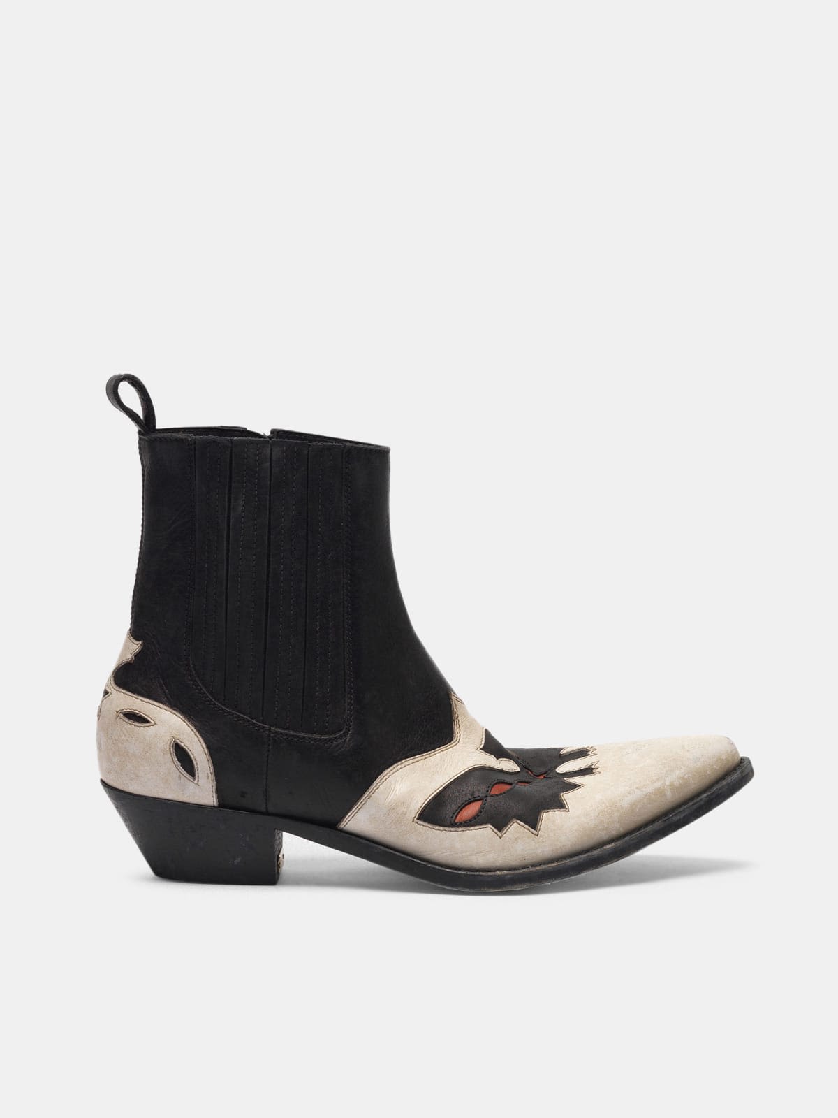 Austin ankle boots in black and white with eagle