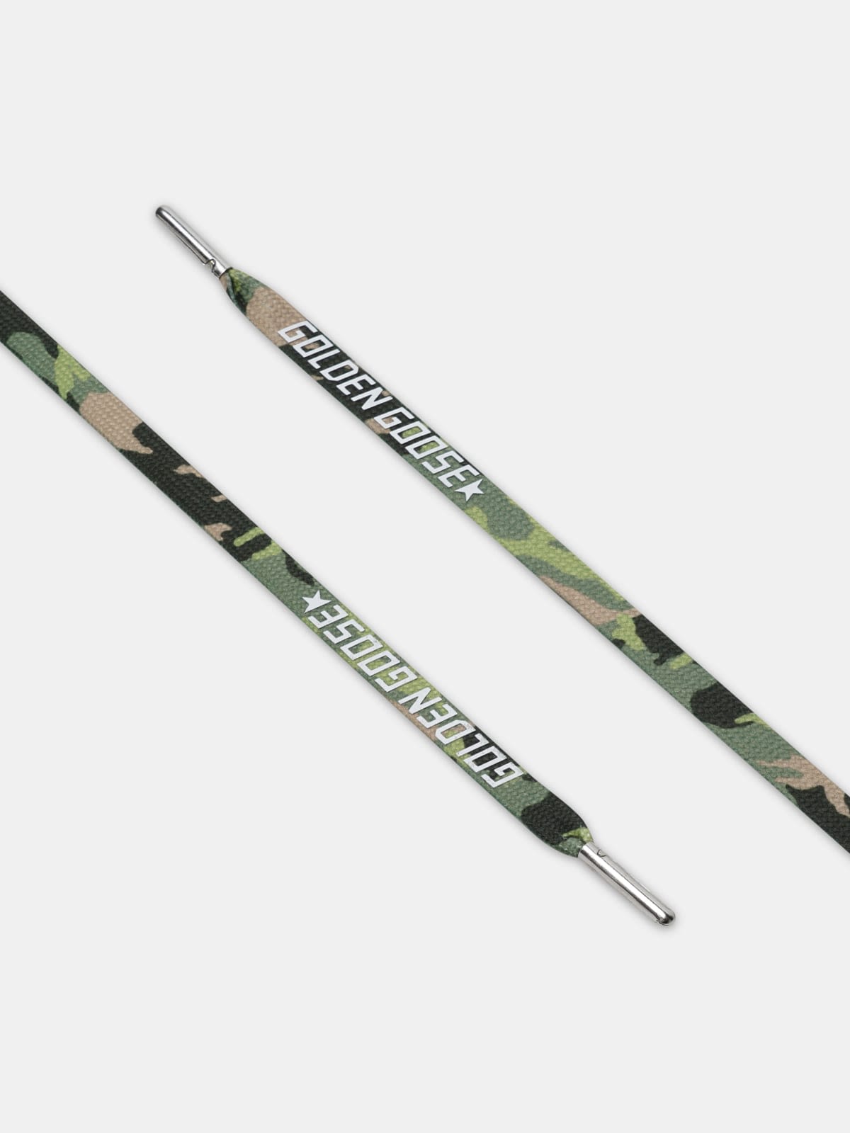 Women's green camouflage laces with white logo