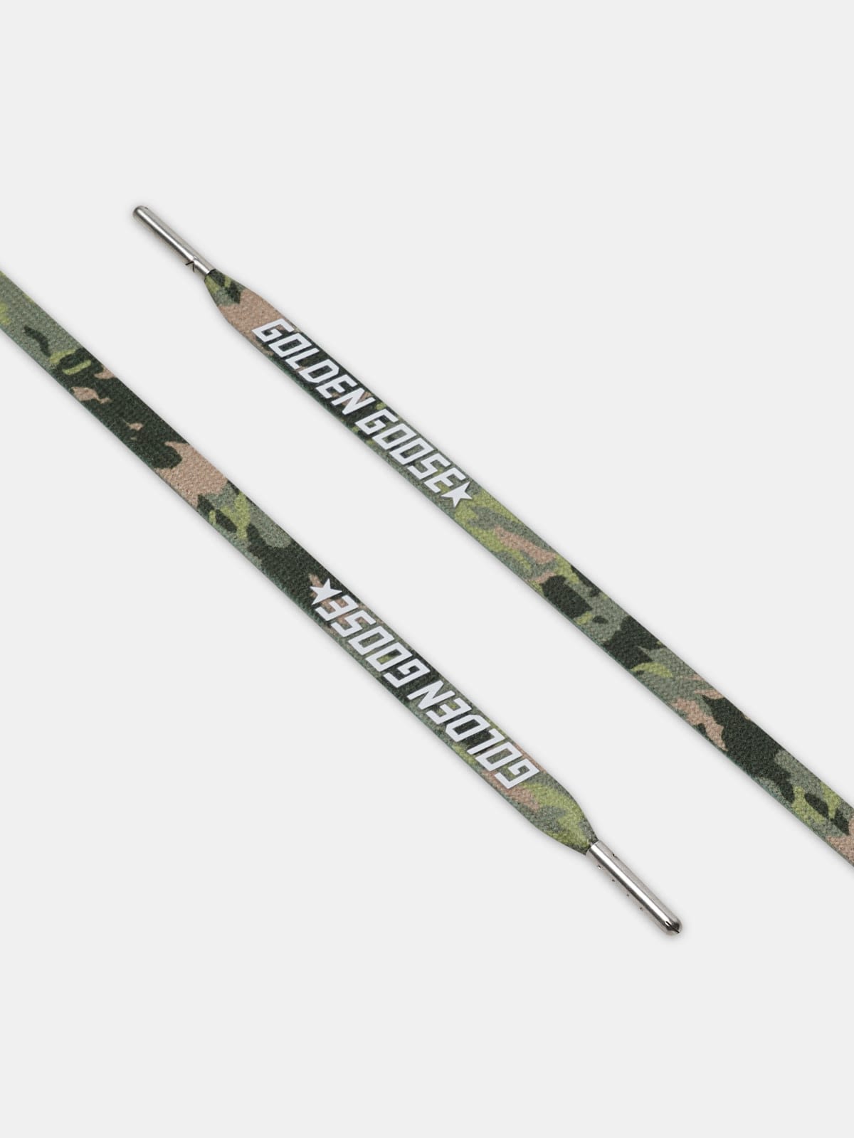 Men's green camouflage laces with white logo