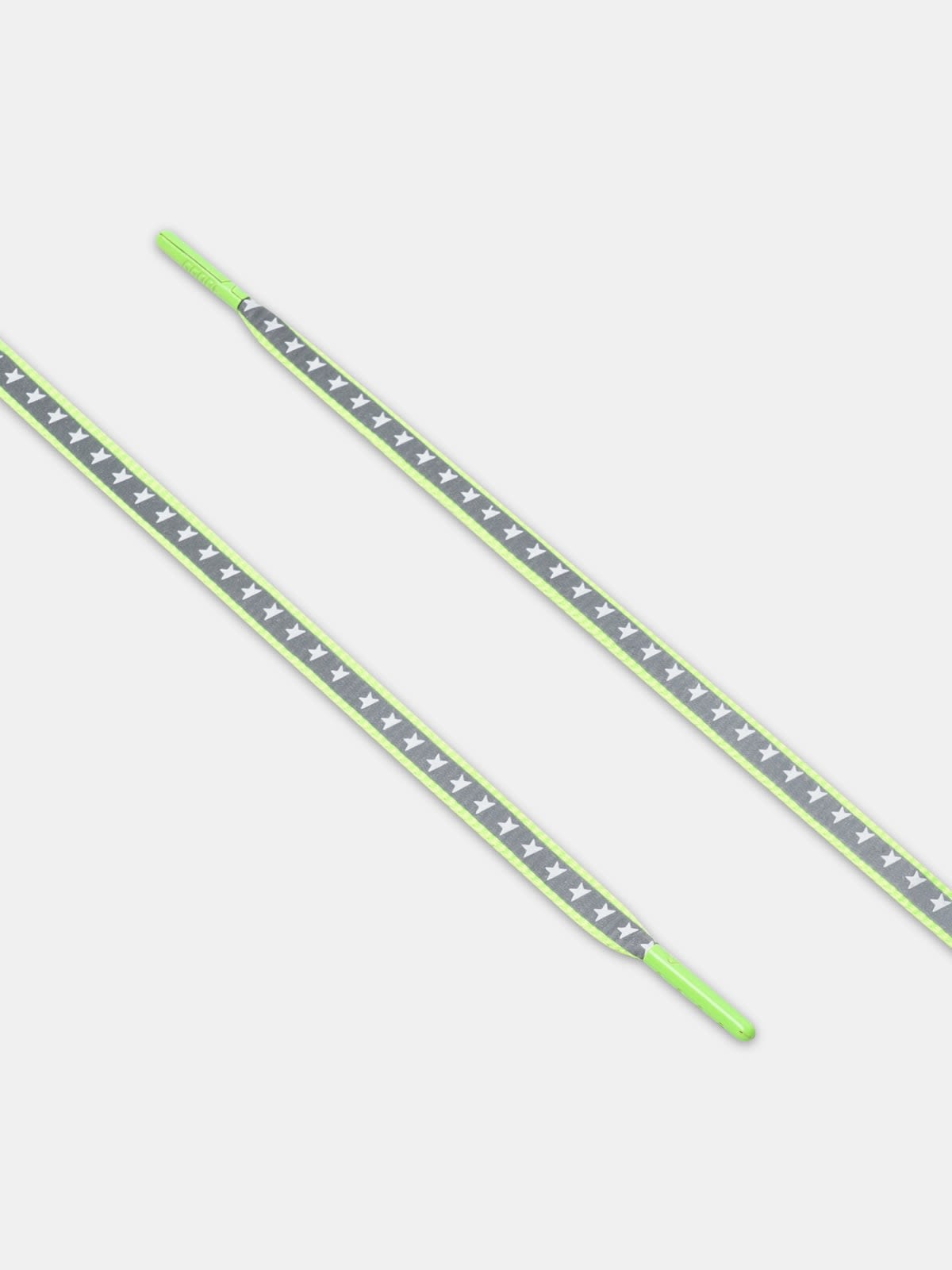 Women's neon green reflective laces with stars