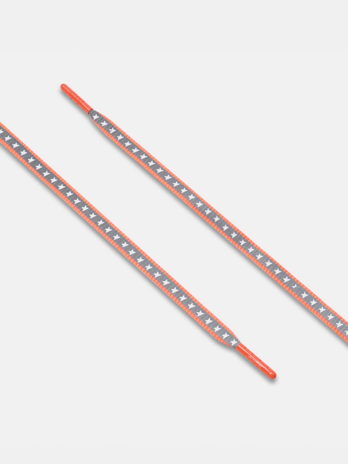 Women's neon orange reflective laces with stars