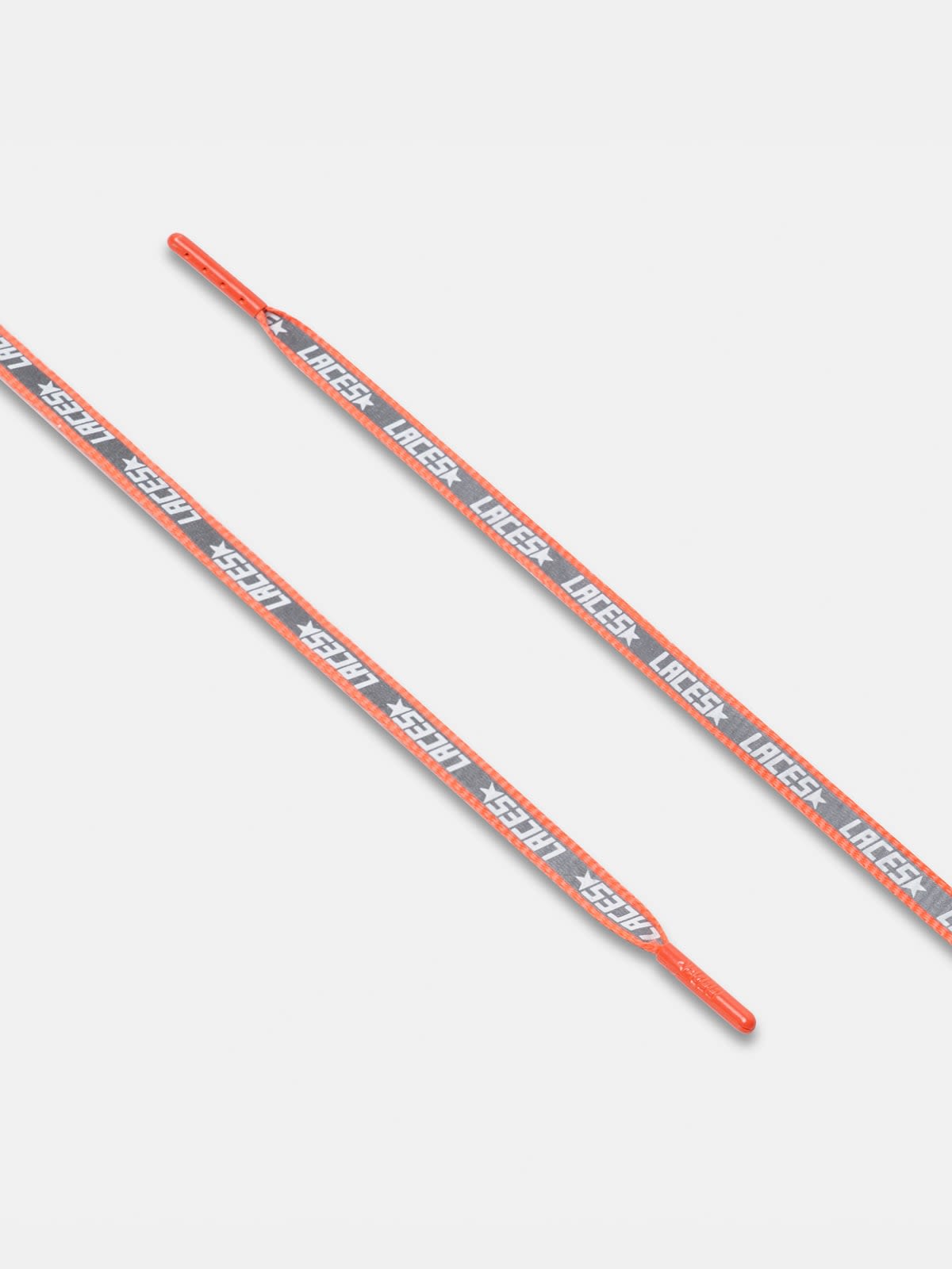 Men's neon orange reflective laces with laces print