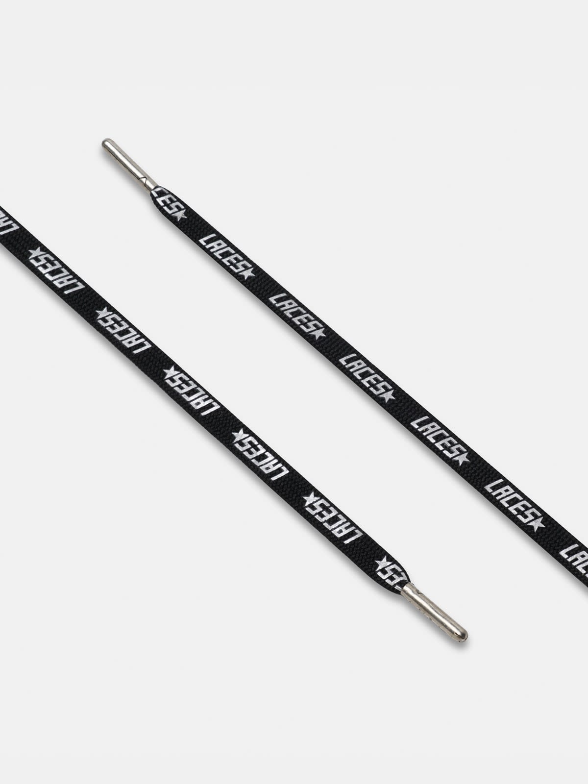 Women's black laces with silver laces print