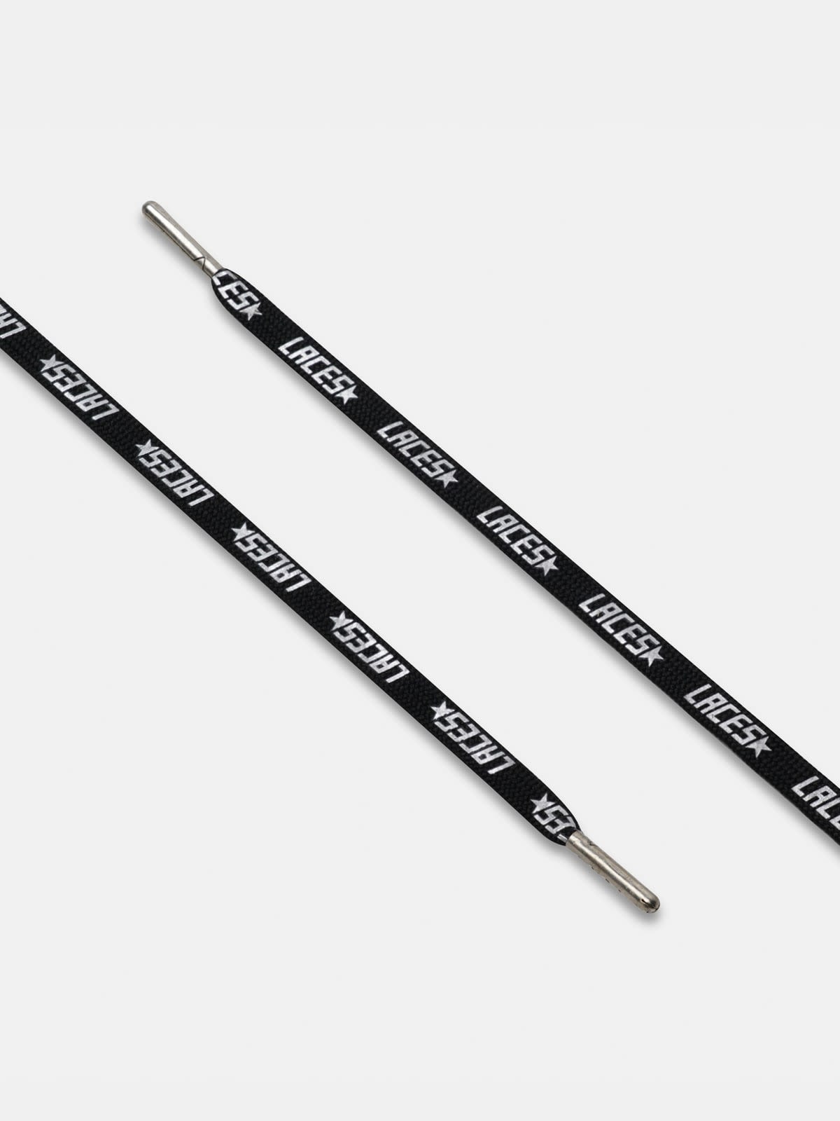 Men's black laces with silver laces print