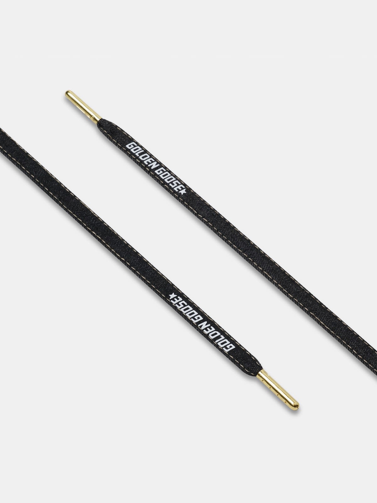Men's denim laces with white logo