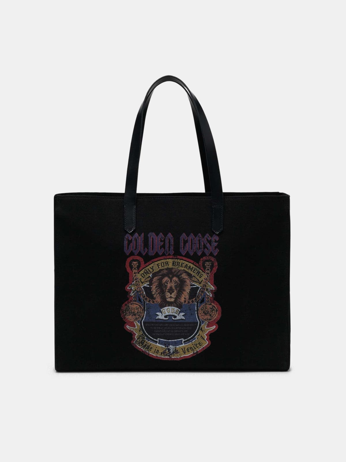 Black California East-West bag with vintage print