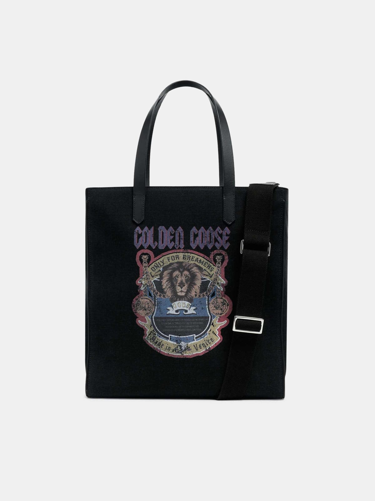 Black California North-South bag with vintage print