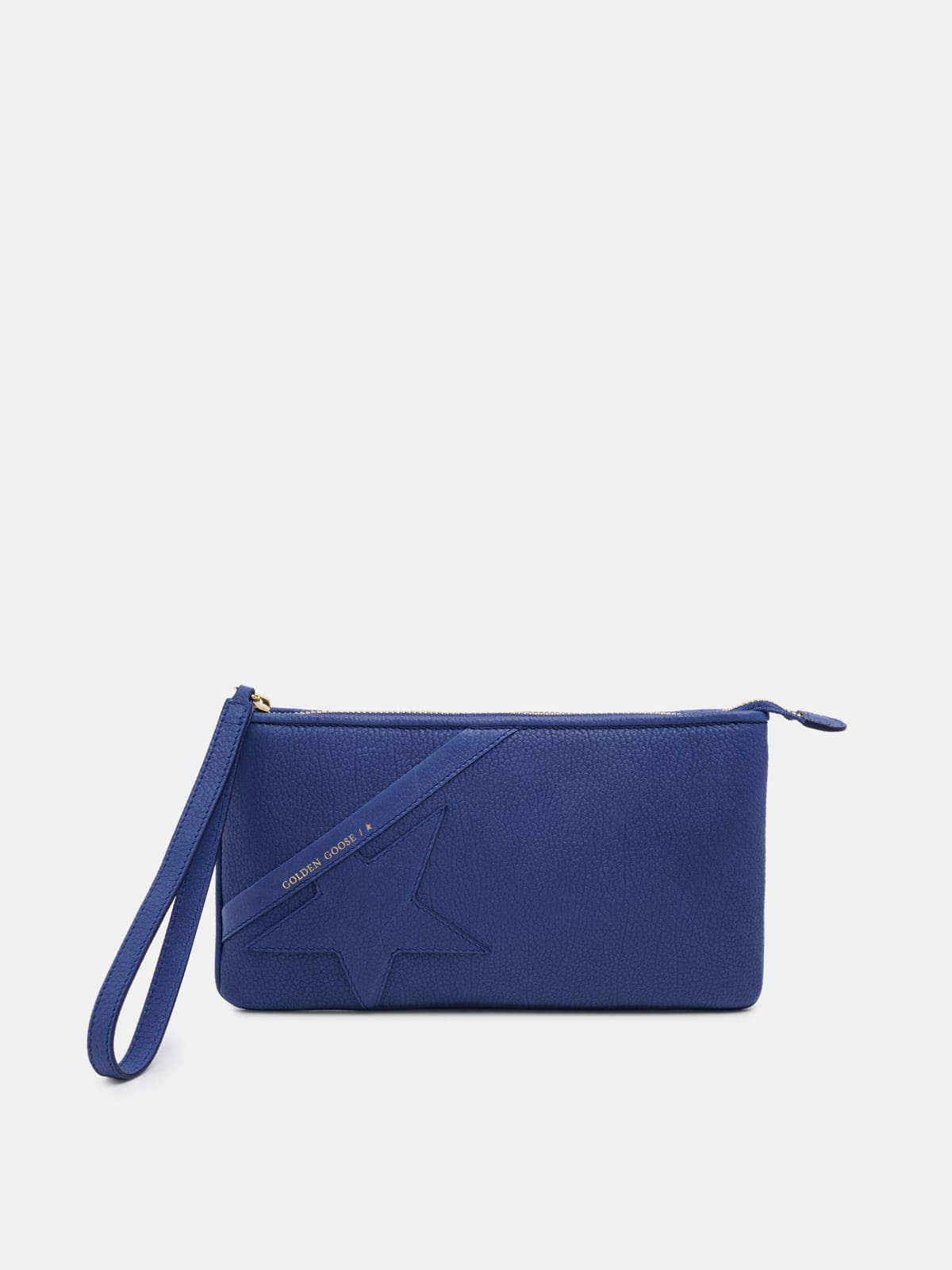 Blue Star Wrist clutch bag in grained leather