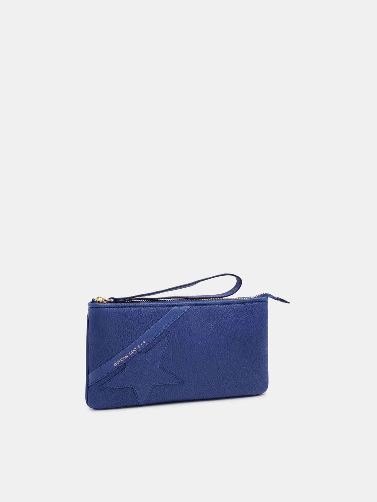 Blue Star Wrist clutch bag in grained leather