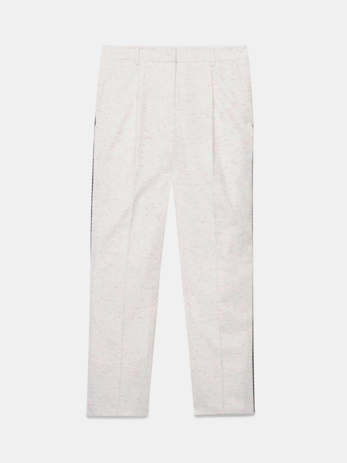 Austin fitted trousers in cotton with multi-colour threads