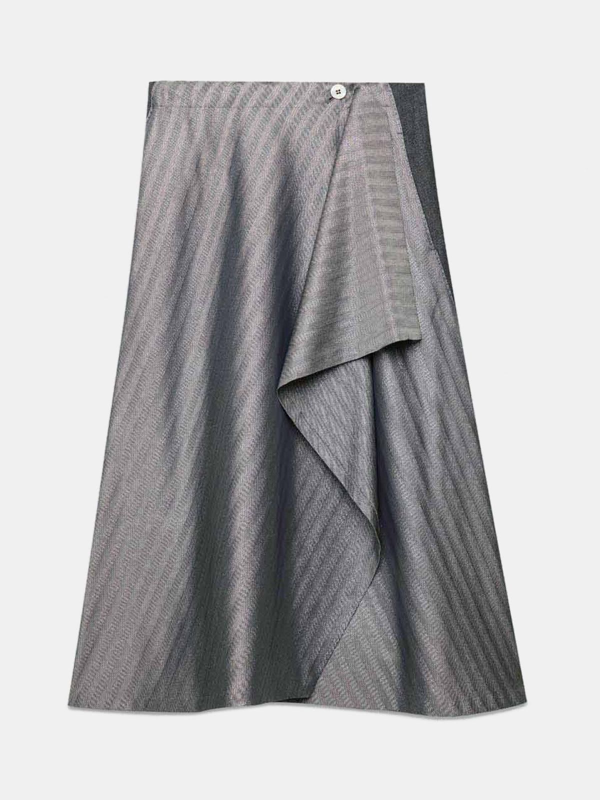 Maya wraparound skirt in herringbone lurex