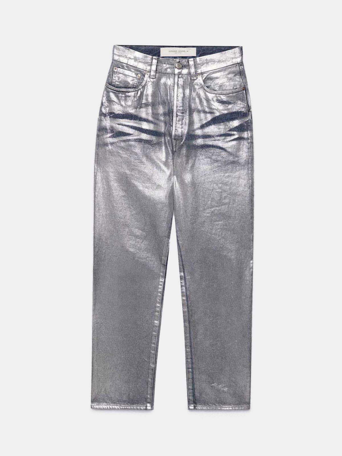 Judy denim jeans with silver foil print