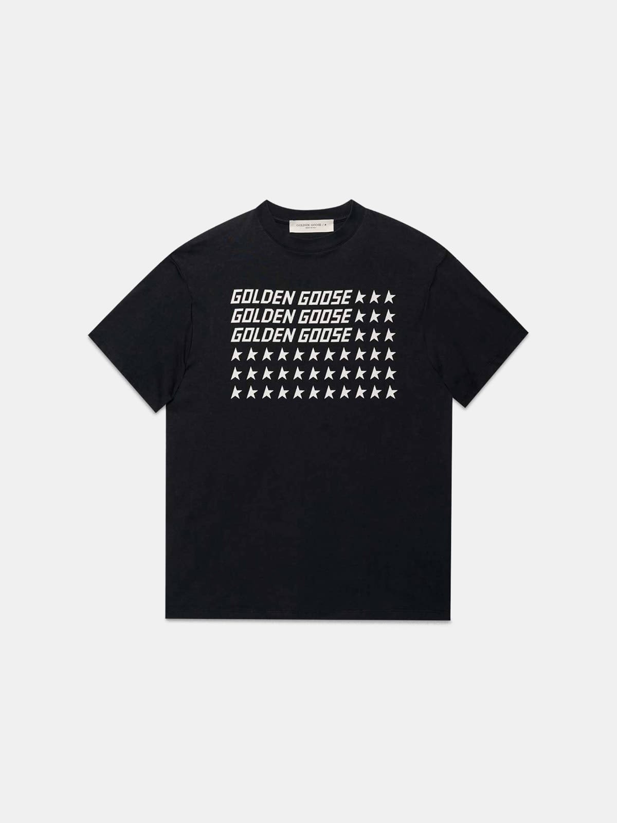 Black Golden T-shirt with flag print