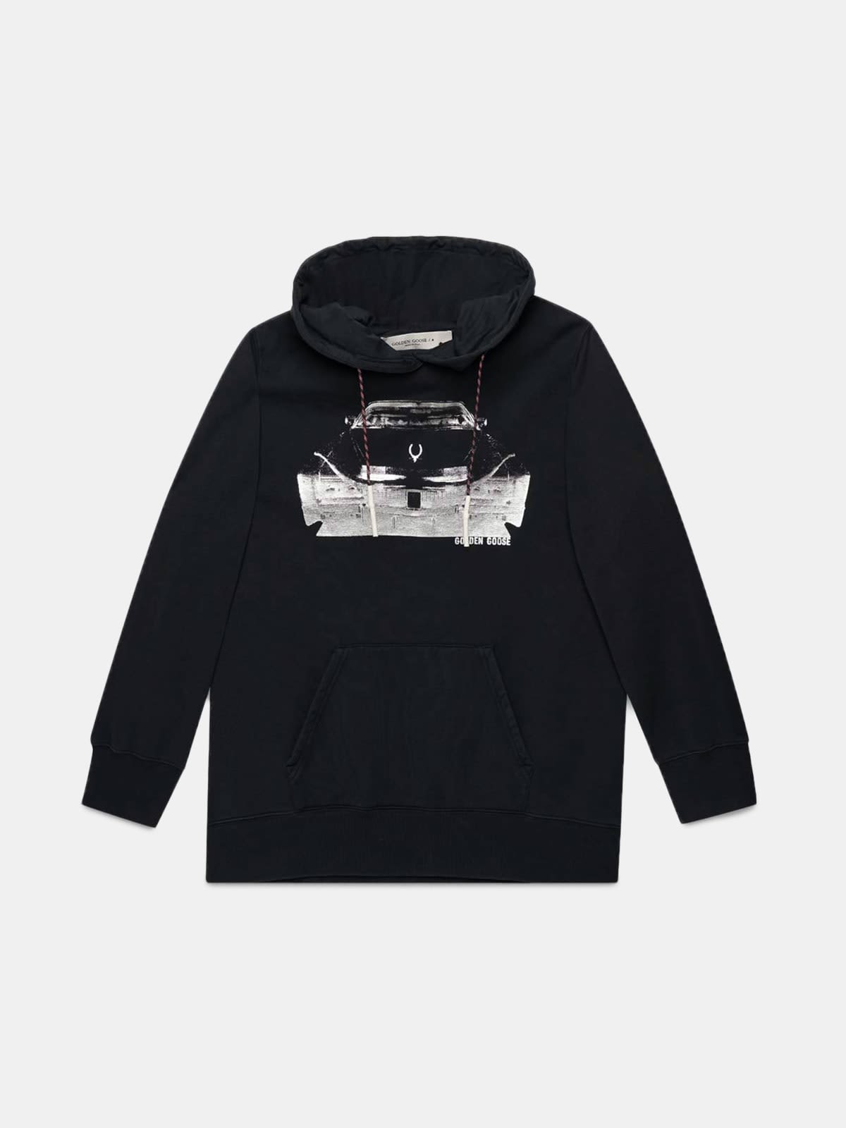 Black Autumn sweatshirt with hood and Cadillac print