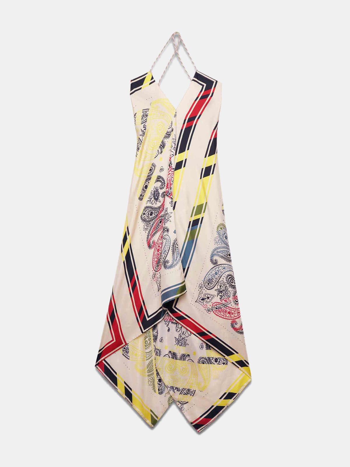 Draped Blacket dress in silk twill with bandana print