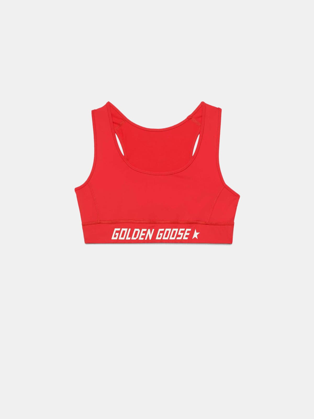 Red Keshiki top in technical fabric with contrasting logo