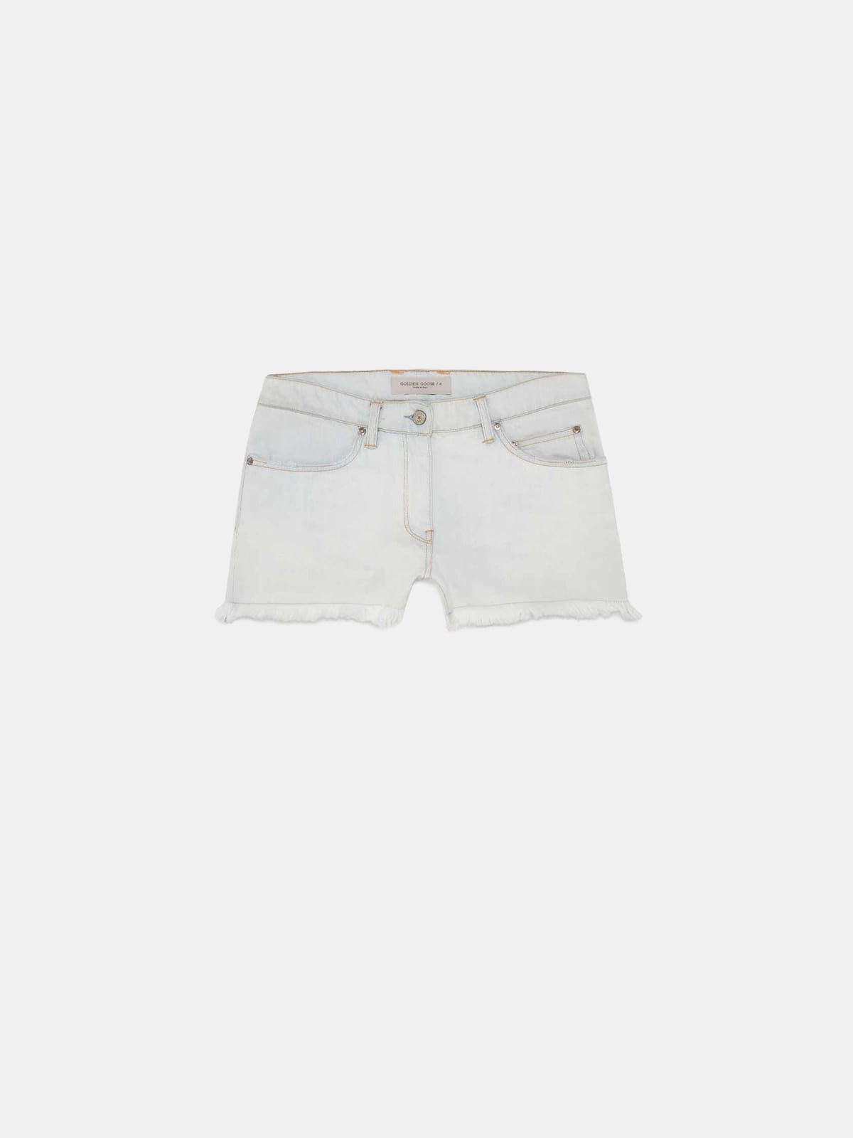Zoey shorts in lightened denim with fringed hem