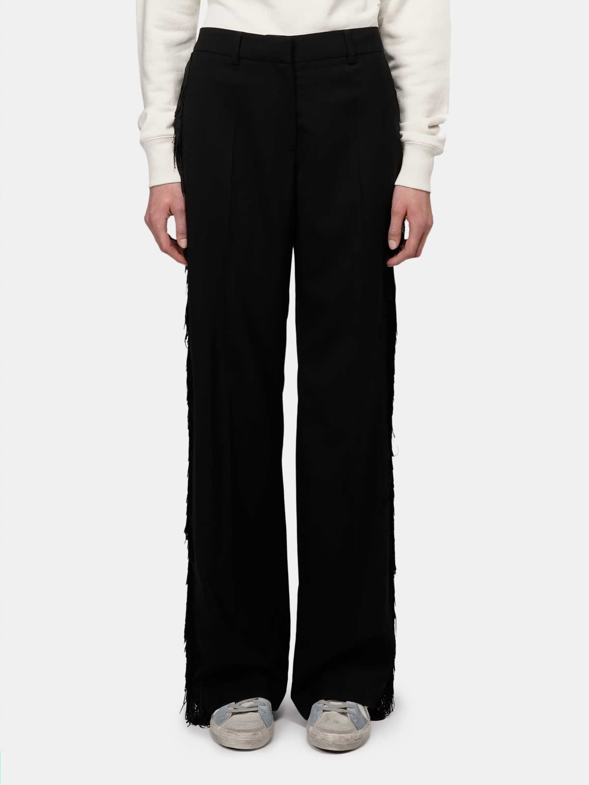 Abigail trousers with decorative fringing