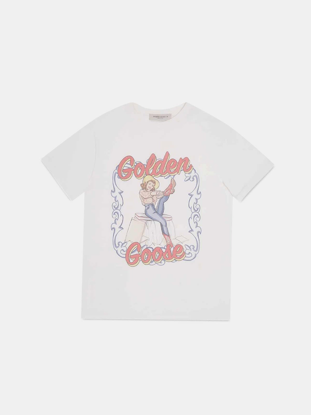 Golden T-shirt with pin-up print