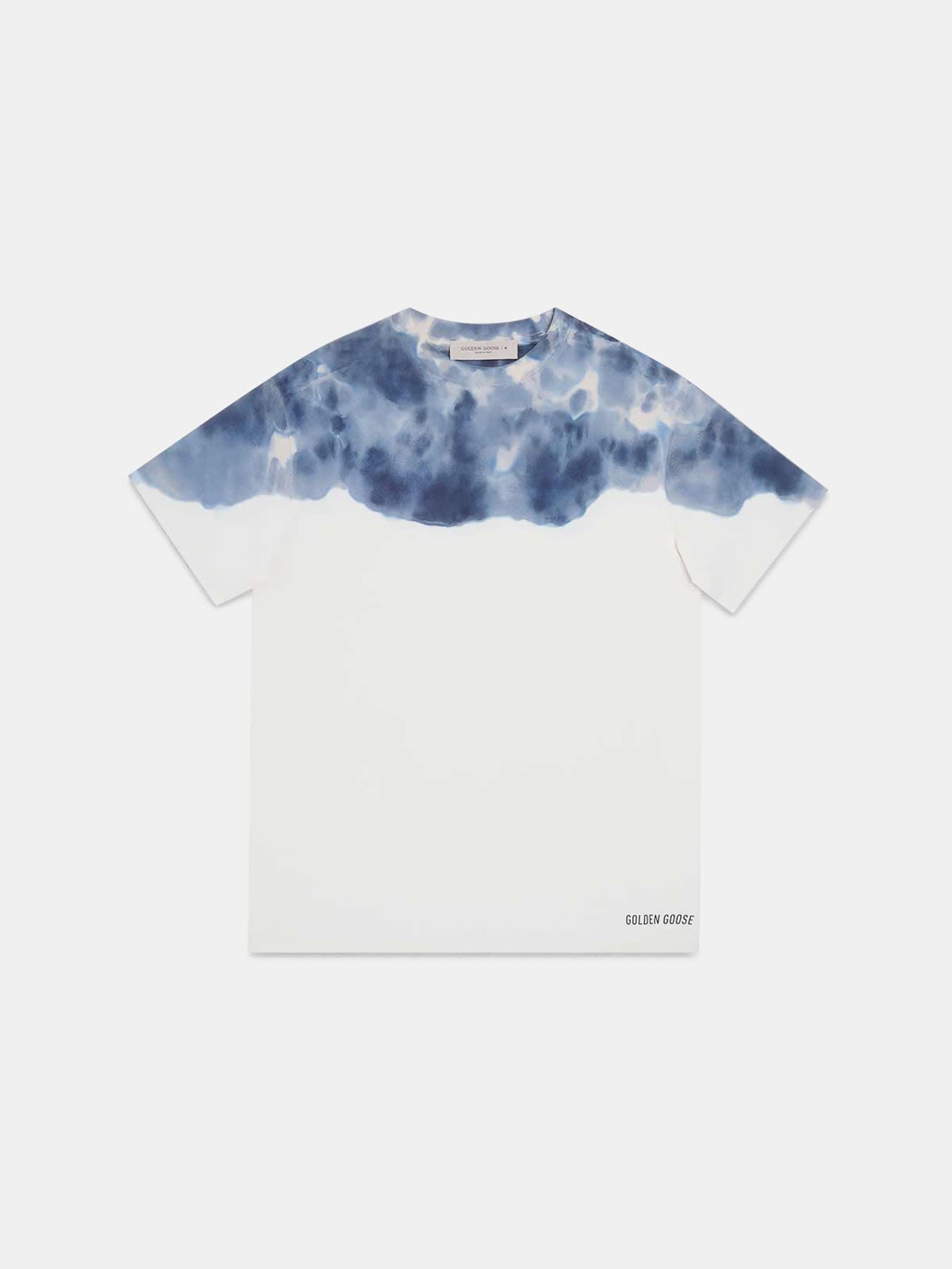 Golden T-shirt with hand-dyed neckline
