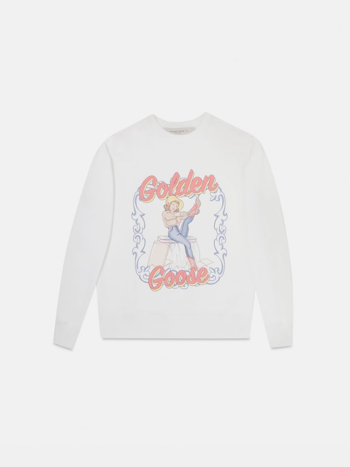 Sharon sweatshirt in white with pin-up print