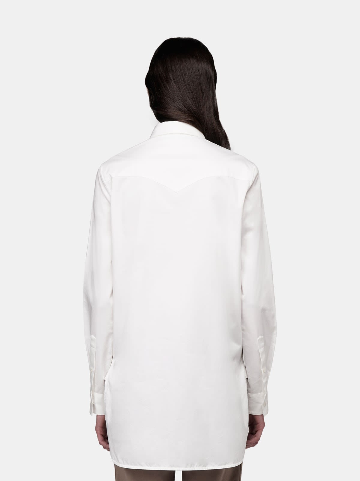 Alice popilin shirt in white with gold leaf embroidery