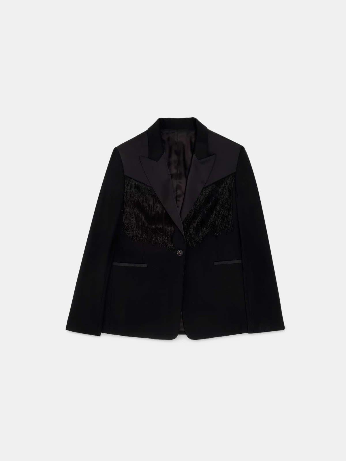 Mary Golden black jacket with appliqu?? fringes