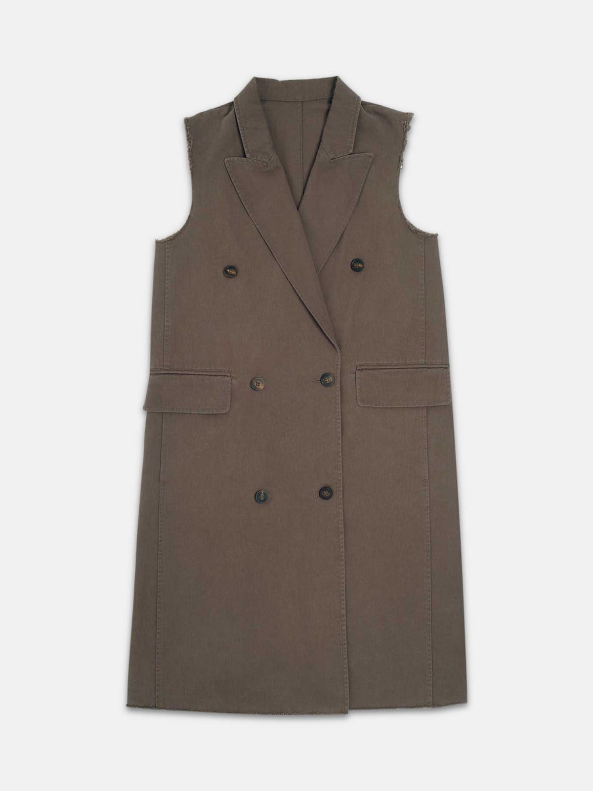 Khloe olive-green sleeveless trench coat