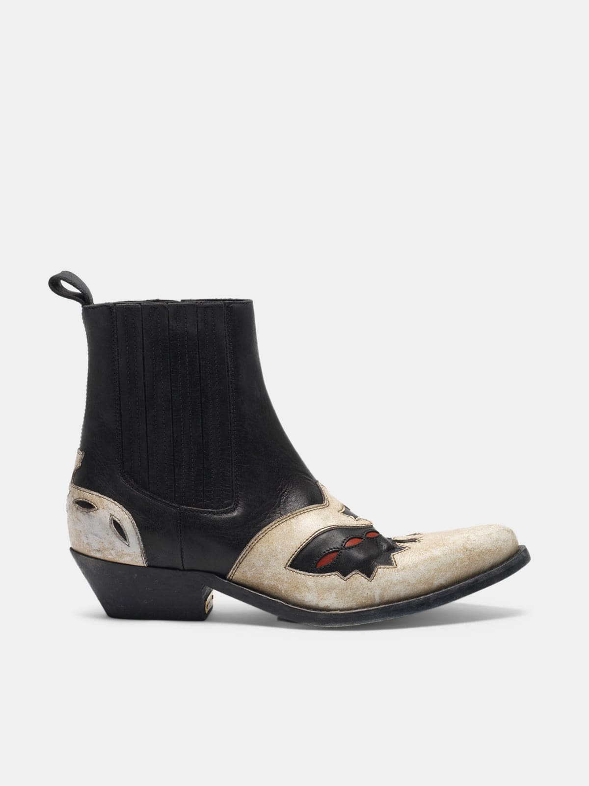 Black and white Santiago ankle boots