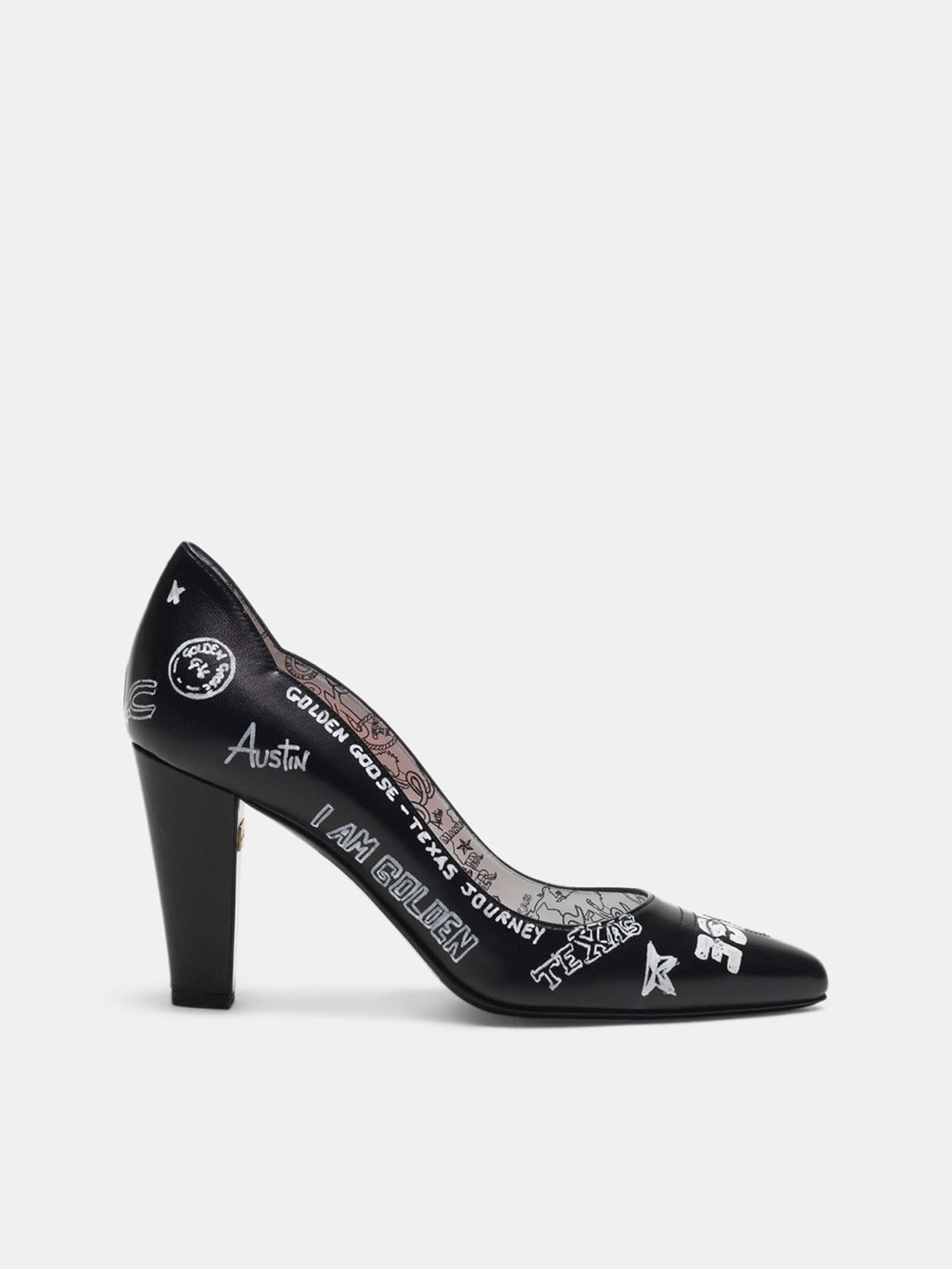 Black Gabrielle pumps with graffiti