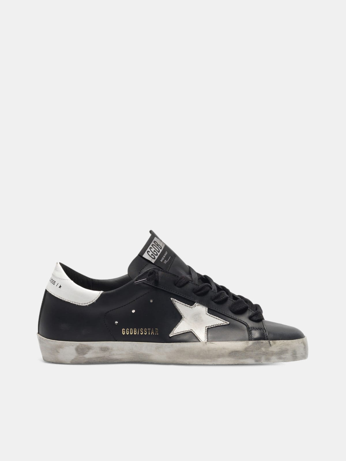 Black Super-Star sneakers in leather with white star