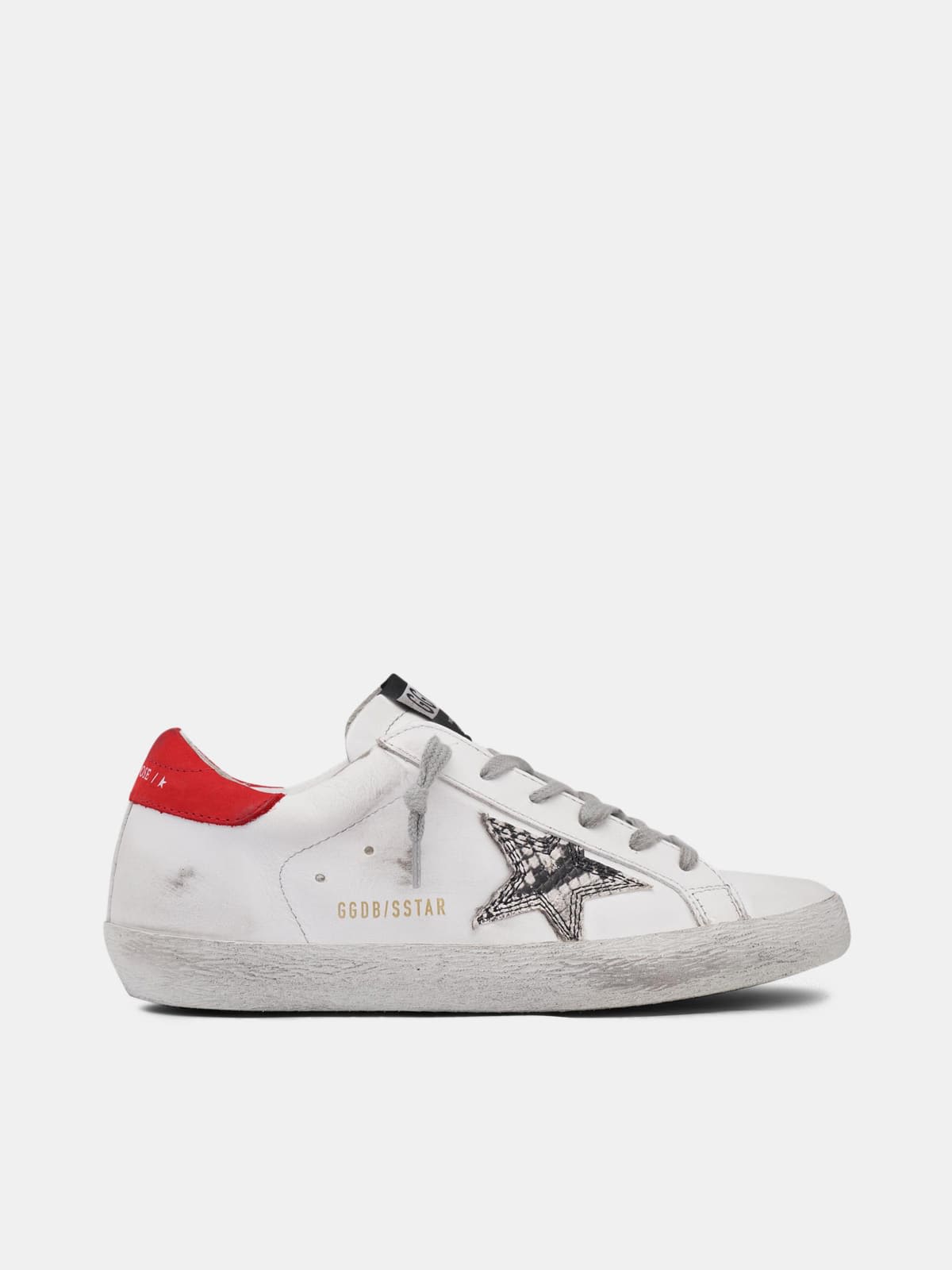 Super-Star sneakers with snakeskin-print star and red heel tab