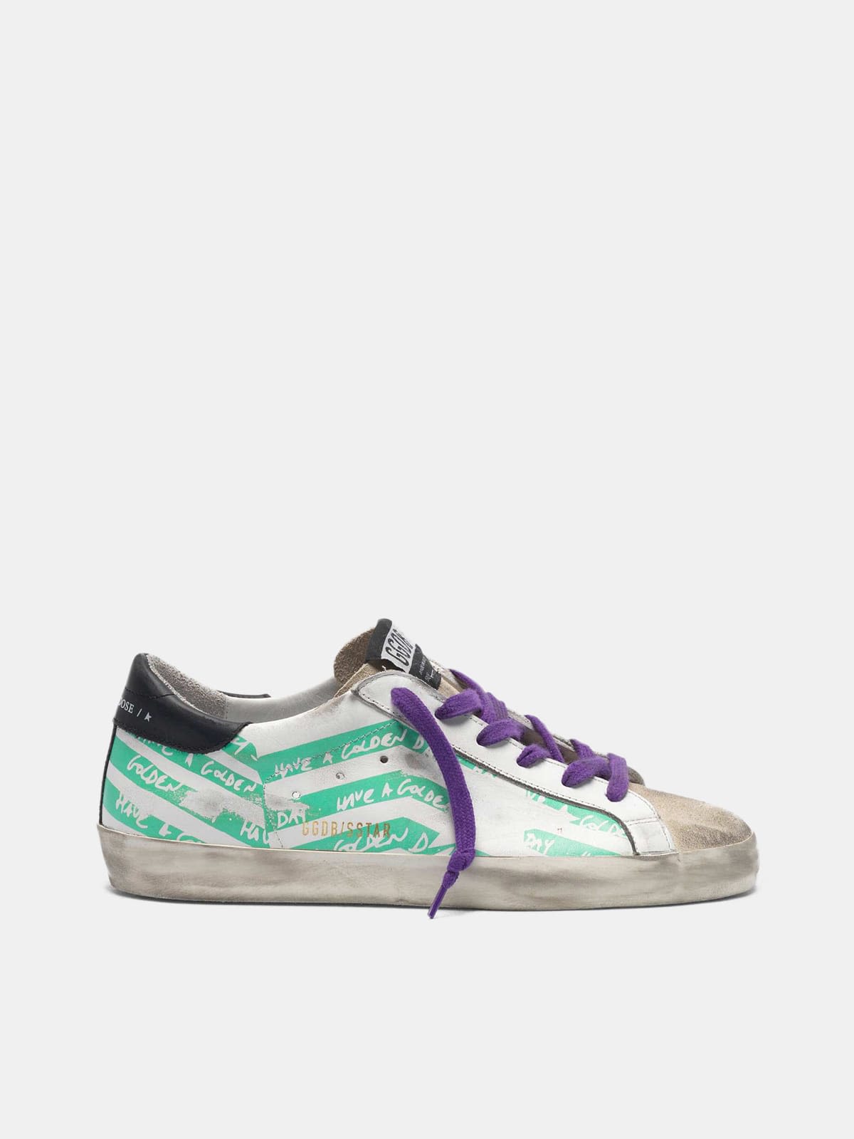 Super-Star sneakers with aqua-green flag print