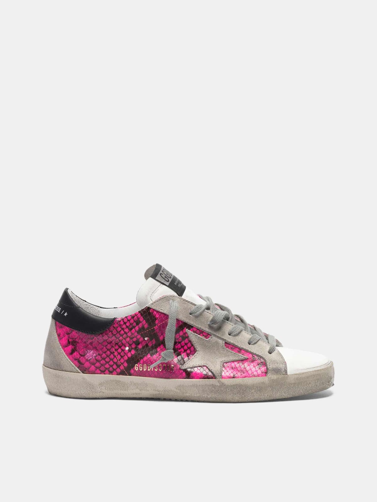 Super-Star sneakers in fuchsia snakeskin leather