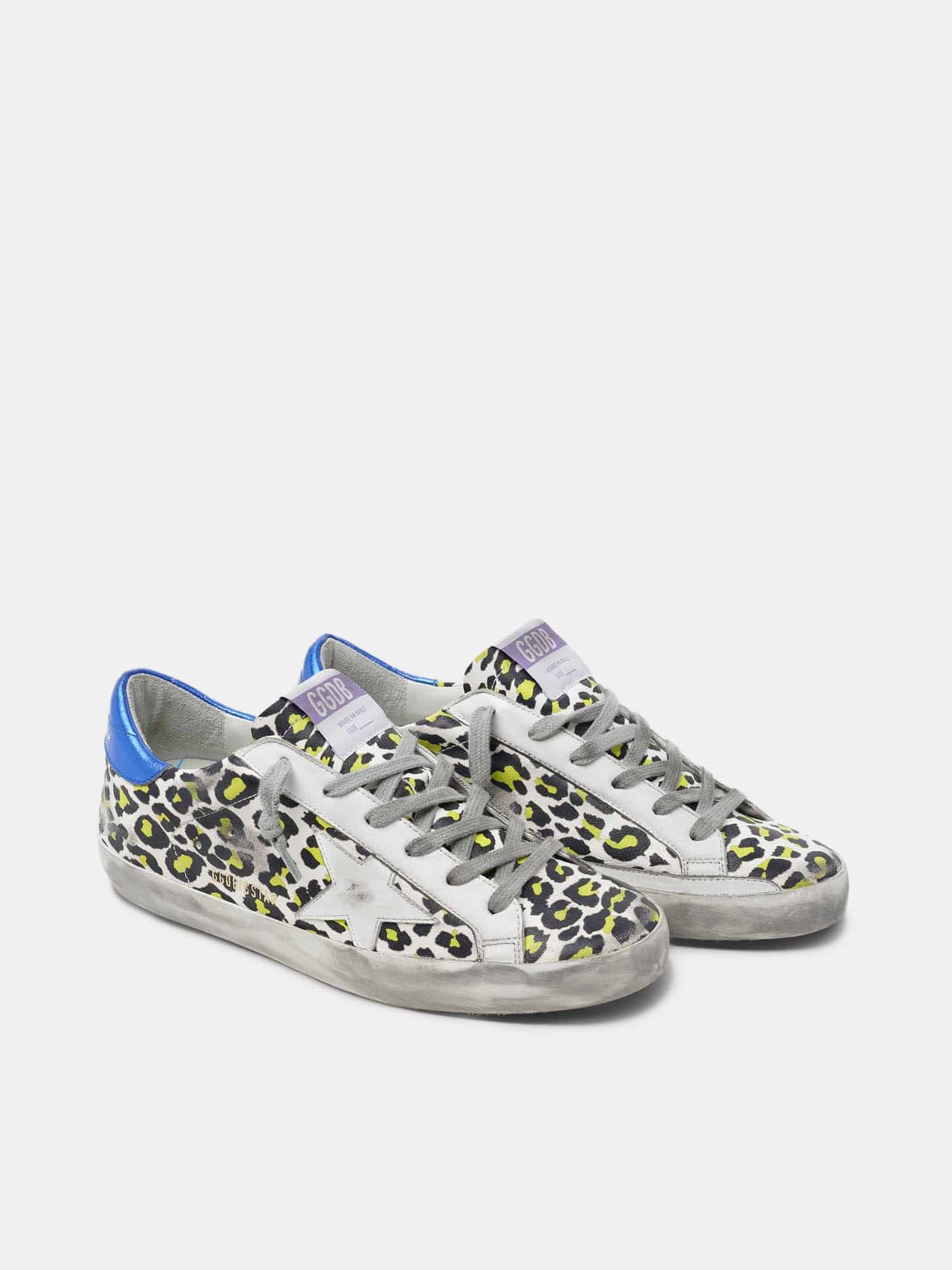 Animal-print Super-Star sneakers with blue laminated heel tab