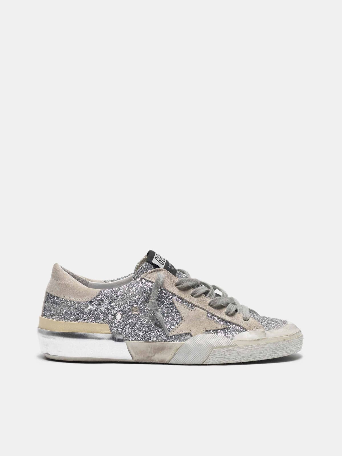 Glittery patchwork Super-Star sneakers with multi-foxing