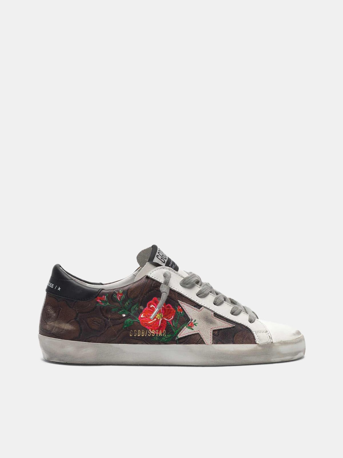Super-Star sneakers with hand-painted flowers