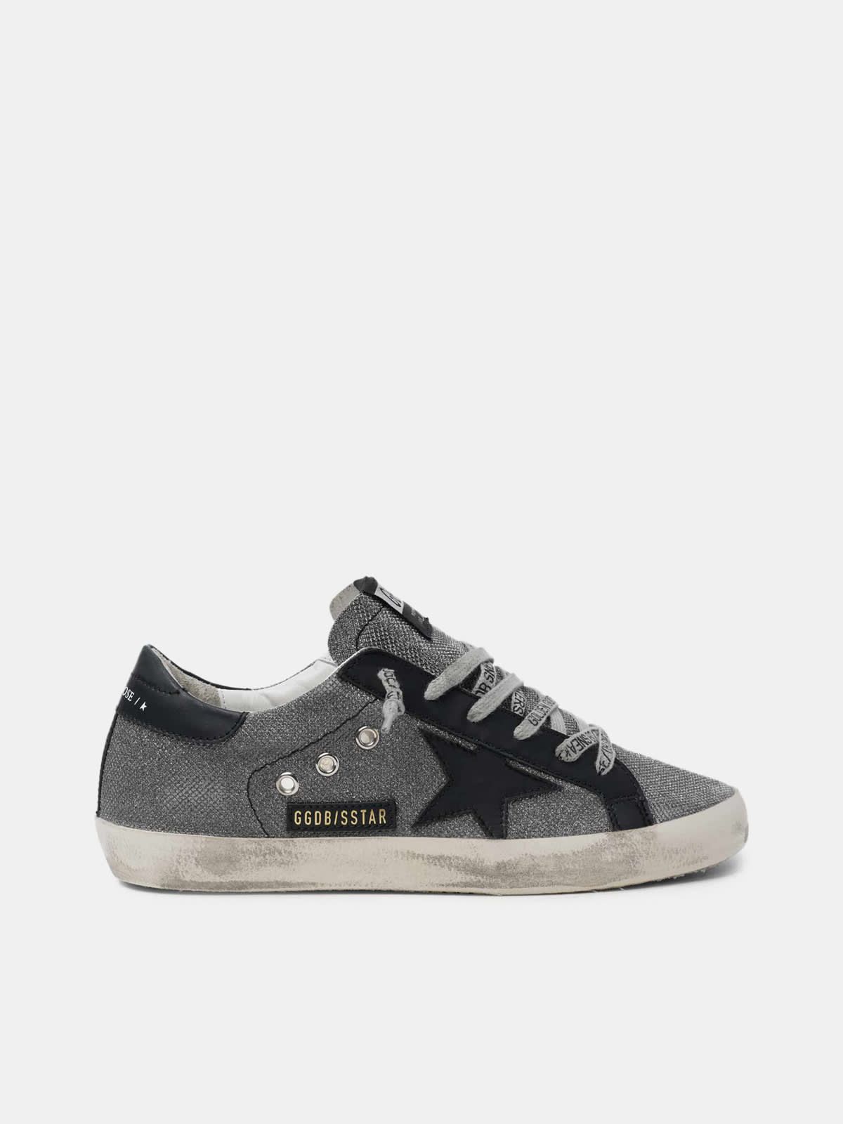 Black Super-Star sneakers with iridescent fabric