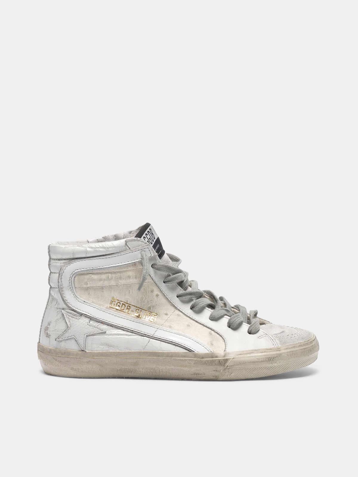 White patchwork shades Slide sneakers