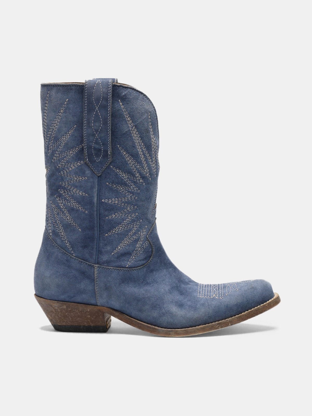Low Wish Star boots in denim-effect leather
