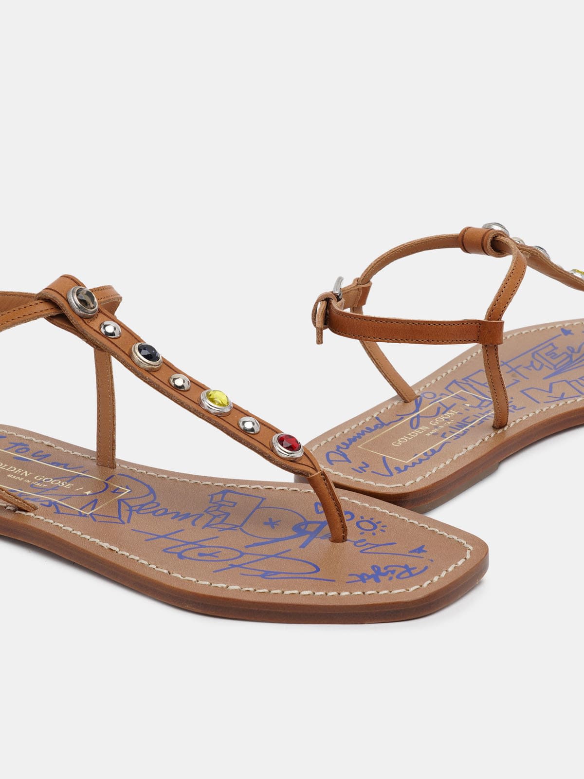 Dakota thong sandals with decorative gems