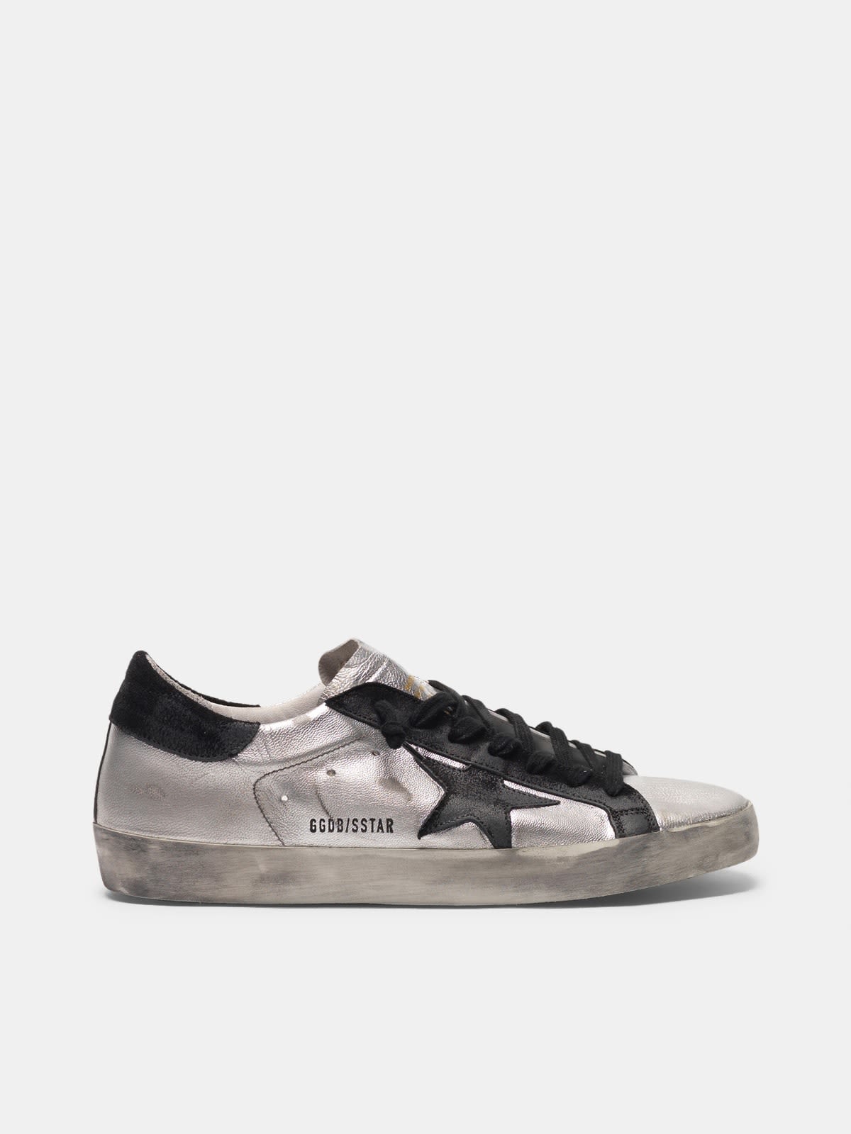 Super-Star sneakers in silver leather with contrasting inserts