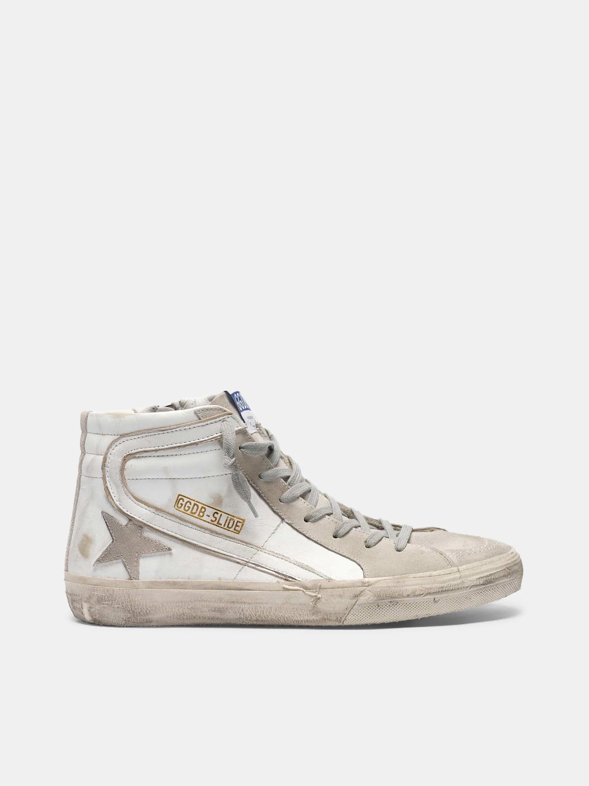 Slide sneakers in leather with suede star and details